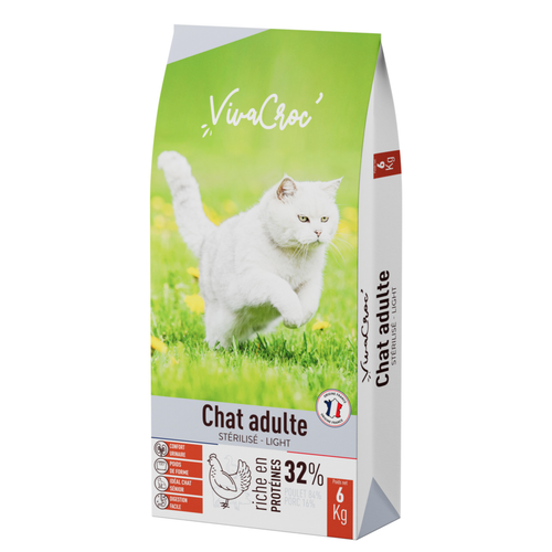 Visuel 1 du produit Croquettes light pour chat adulte stérilisé au poulet VivaCroc – 6 kg