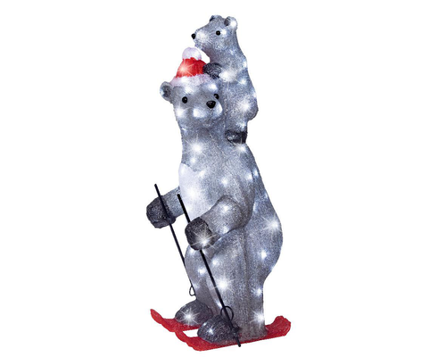 Visuel 1 du produit Ours gris lumineux en acrylique à 100 LED blanc froid pour extérieur - 69 cm