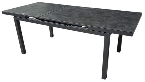 Visuel 1 du produit Table de jardin extensible en aluminium coloris noir et granite Carlina -160 à 210 x 90 x 76 cm