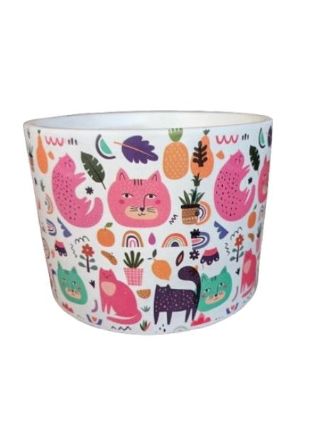 Visuel 1 du produit Cache-pot herbe à chat coloris multicolore en céramique - 14 x 10,7 cm