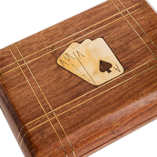 Visuel 3 du produit Boîte de rangement à jeux en bois d’acacia naturel - 15 x 11 x 4,5 cm