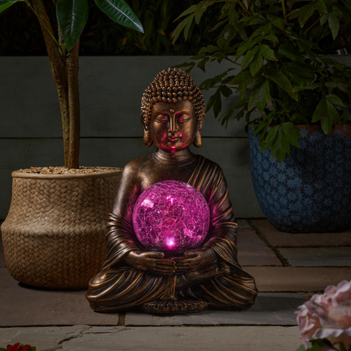 Visuel 4 du produit Globe solaire Buddha coloris transparent effet blanc froid Smartgarden - 36,5 x 26 x 22 cm