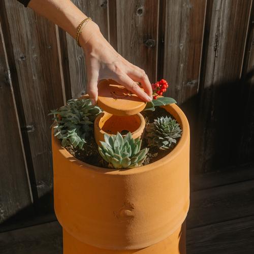 Visuel 5 du produit Composteur Flower 1 étage coloris marron en terre cuite terracotta Ceercle - 18 kg