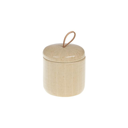 Visuel 1 du produit Boîte décorative en céramique beige Chris - 13 x 12,5 x 16,5 cm