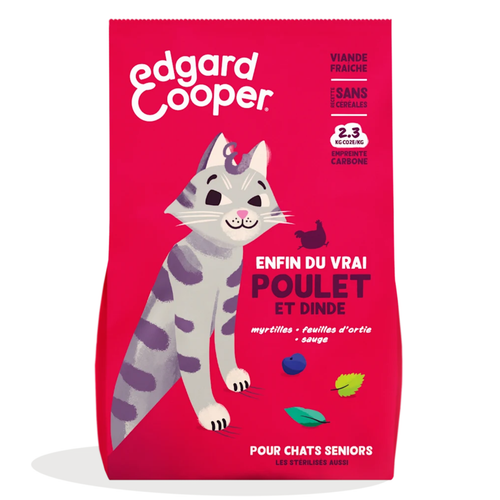 Visuel 1 du produit Croquettes pour chat senior au poulet et à la dinde sans céréales Edgard & Cooper - 2 kg
