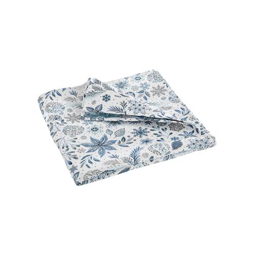 Visuel 2 du produit Nappe en coton et polyéthylène blanche à fleurs bleues Givre - 300 x 150 cm