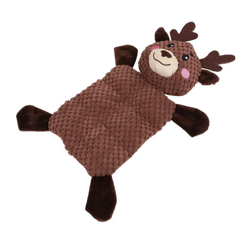 Visuel 1 du produit Peluche plate cerf pour chien avec sifflet coloris marron Wouapy – 19,5 x 6,5 x 30 cm