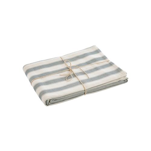 Visuel 1 du produit Nappe en coton écru à rayures bleues Noblesse - 250 x 150 cm