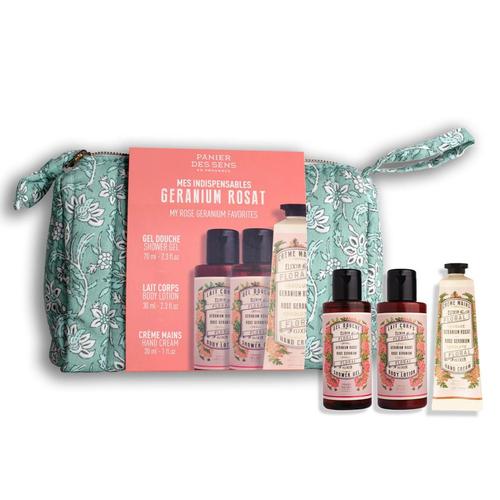 Visuel 1 du produit Trousse de voyage Géranium rosat Panier des Sens - les 4 pièces