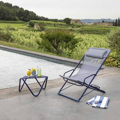 Visuel 4 du produit Transat transaswing colorblock Lafuma coloris bleu structure en acier et toile - 60 x 83 x 91 cm