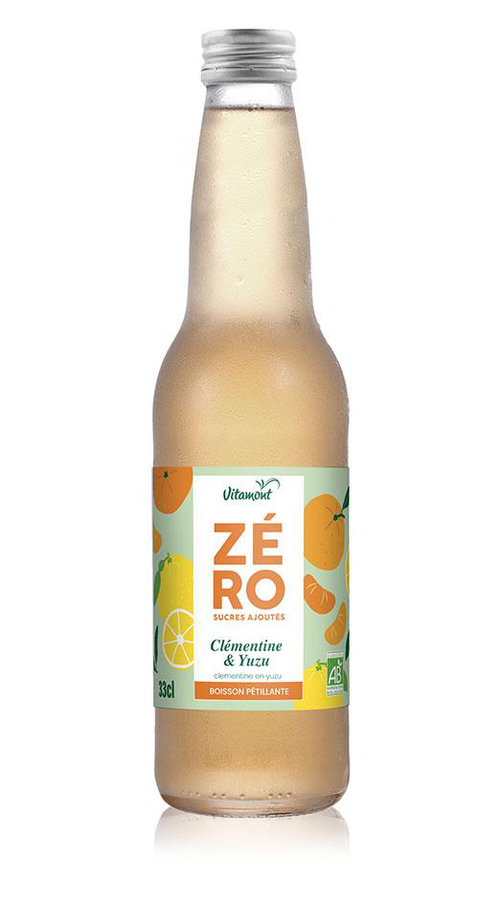 Visuel 1 du produit Boisson gazeuse bio Zéro sucres ajoutés clémentine yuzu Vitamont – 33 cl
