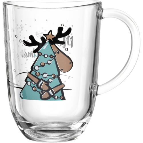 Visuel 1 du produit Tasse à thé en verre transparent gravé avec motif Élan 380 ml en boite cadeau - 13,7 x 17 cm
