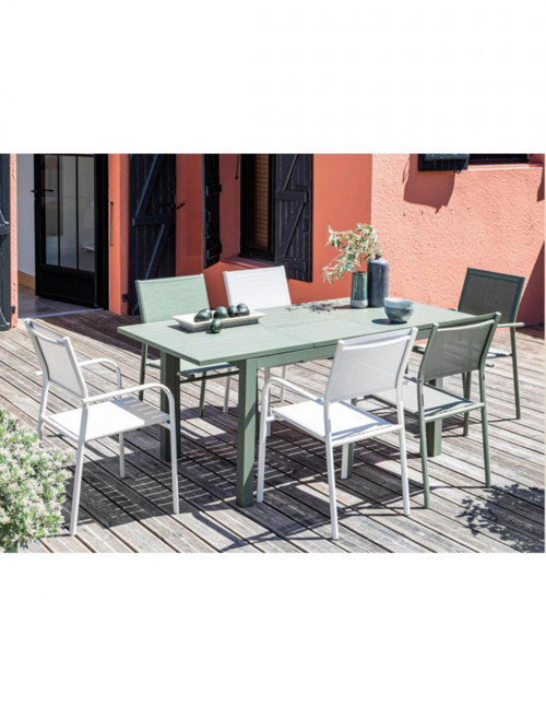 Visuel 2 du produit Table de jardin extensible en aluminium, crème - PROLOISIRS GENES - L.110/170 x H.70 cm