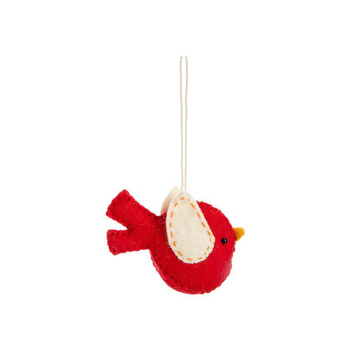 Visuel 1 du produit Décoration à suspendre oiseau en feutrine rouge et blanc - 4,5 x 2,5 cm