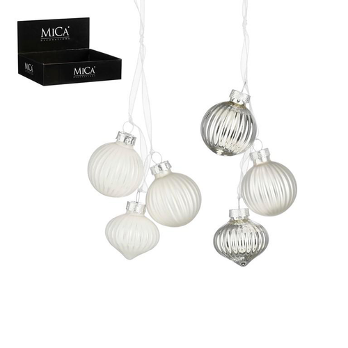 Visuel 1 du produit Grappe de 3 décorations à suspendre en verre argenté - Ø 3,5 cm