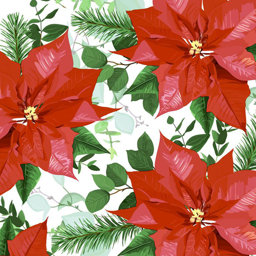 Visuel 1 du produit 20 serviettes 3 plis Floral Christmas - 33 x 33 cm