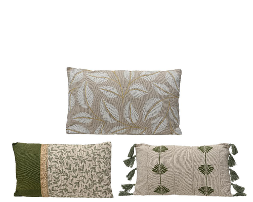 Visuel 1 du produit Coussin en coton beige à motif - 30 x 50 cm