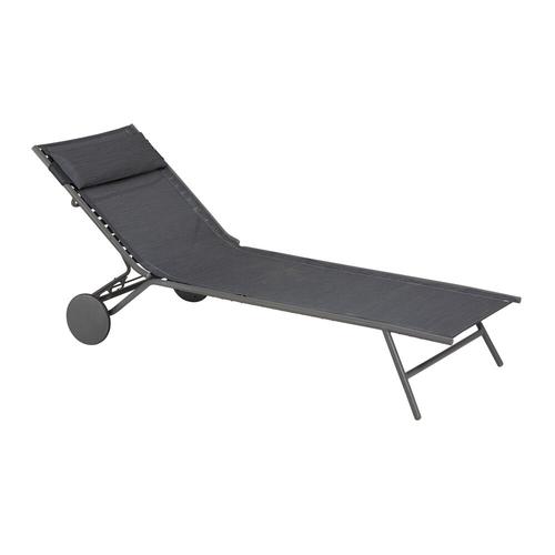 Visuel 1 du produit Bain de soleil Miami II Lafuma coloris gris structure en acier et toile en Batyline® - 77 x 184 x 76 cm