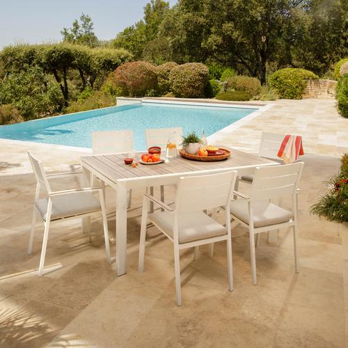 Visuel 11 du produit Table Calla avec allonges coloris blanc en aluminium - 220/340 x 100 cm