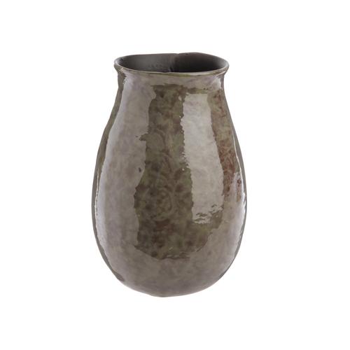 Visuel 1 du produit Vase ovale en aluminium brun émaillé - Ø 17,5 x H 25,5 cm