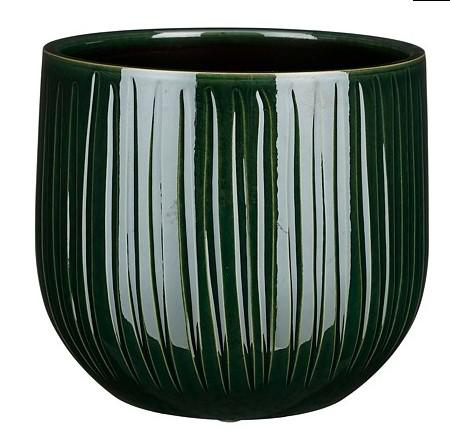 Visuel 1 du produit Pot rond Edelman Hollande cannelé vert foncé Pablo – Ø 25 x H 20 cm