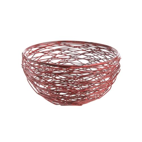 Visuel 1 du produit Corbeille filaire en métal bordeaux - Ø 21 x H 10 cm