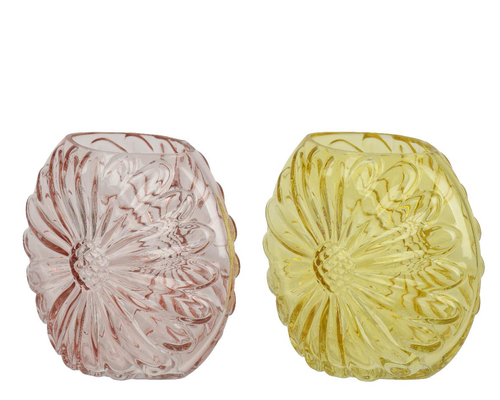 Visuel 1 du produit Vase en verre coloré forme fleur - 20 x 11 x 18 cm