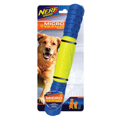 Visuel 1 du produit Jouet à mâcher pour chien coloris bleu et jaune bâton à siffler Nerf Micro Exo