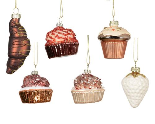Visuel 1 du produit Ornement à suspendre forme pâtisserie en verre - Ø 6 x H 6,2 cm