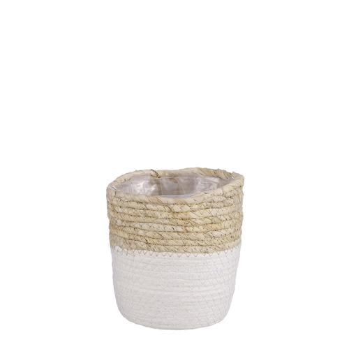 Visuel 1 du produit Panier cache-pot coloris blanc en jute Rachel Mica Decorations - 14 x Ø 14 cm