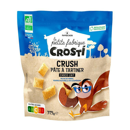 Visuel 1 du produit Crosti crush pâte à tartiner chocolat lait bio Favrichon - 375 g