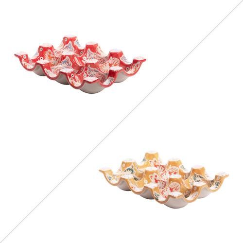 Visuel 1 du produit Support à œufs en grès décoré Zephyr - 17 x 12,5 x 3,5 cm