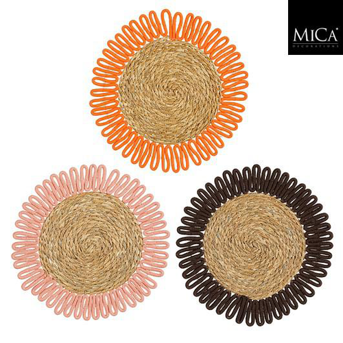 Visuel 1 du produit Set de table en zostère naturelle avec bord couleur Fernandez - 38 cm