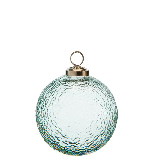 Visuel 1 du produit Suspension boule ronde feuillage coloris vert en verre - 7,5 x 7,5 cm