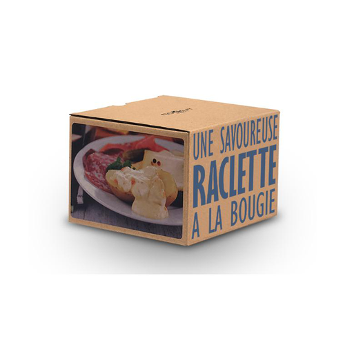 Visuel 1 du produit Raclette à la bougie pour 2 coloris bleu en métal et bois - 14,5 x 14,5 x 6 cm