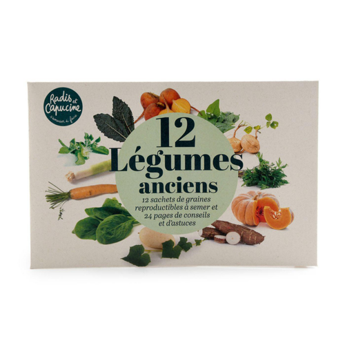 Visuel 1 du produit Coffret de 12 sachets de graines de légumes anciens à semer Radis & Capucine
