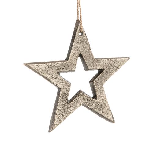 Visuel 1 du produit Suspension de Noël en aluminium ajouré argenté - 9 x 9 cm