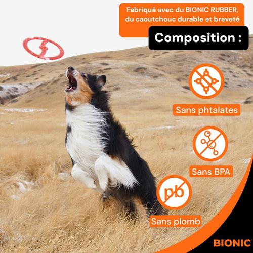Visuel 3 du produit Jouet pour chien en caoutchouc coloris orange anneau Bionic Toss-N-Tug