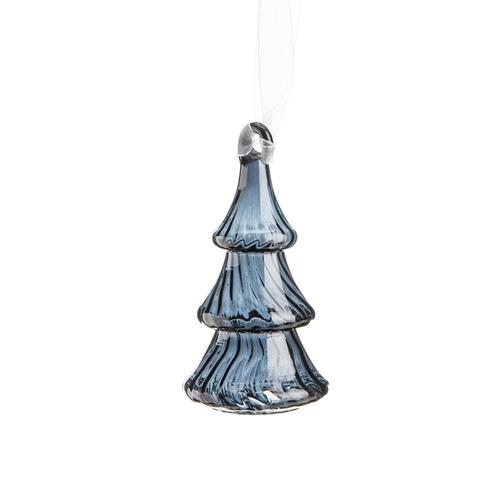 Visuel 1 du produit Suspension forme sapin en verre bleu transparent - 9,5 x 5 cm