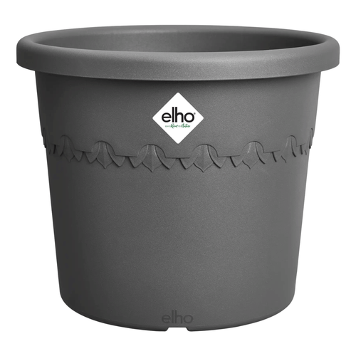 Visuel 1 du produit Pot en plastique recyclé gris anthracite Elho Algarve Cilindro - Ø 34,5 x H 29 cm
