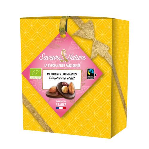 Visuel 1 du produit Ballotin de mendiants au chocolat noir et au lait bio Saveurs et Nature - 135 g
