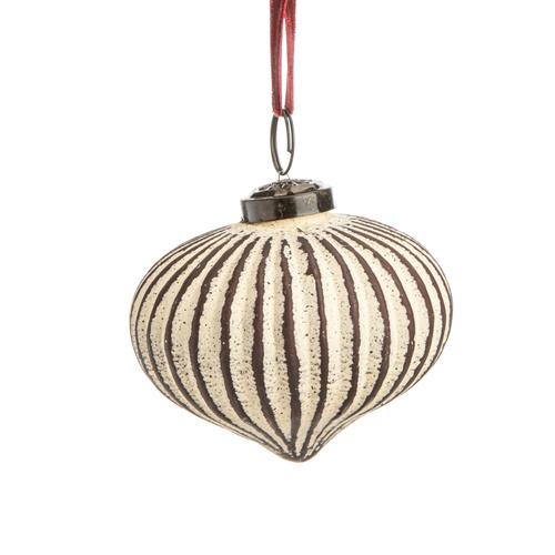 Visuel 1 du produit Toupie rustique en verre blanc et bordeaux - Ø 7 x H 9 cm