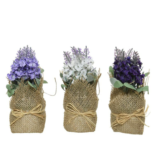 Visuel 1 du produit Pot de lavande artificielle coloris violet - 7 x 7 x 17 cm