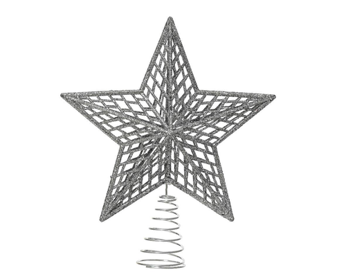 Visuel 1 du produit Cimier forme étoile en plastique argent - 3 x 19 x 22 cm