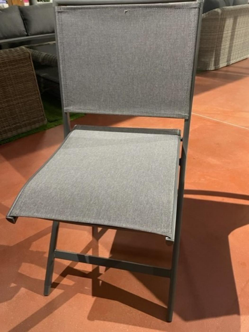 Visuel 2 du produit Chaise de jardin pliante en aluminium et polyester, gris - CREADOR Ara