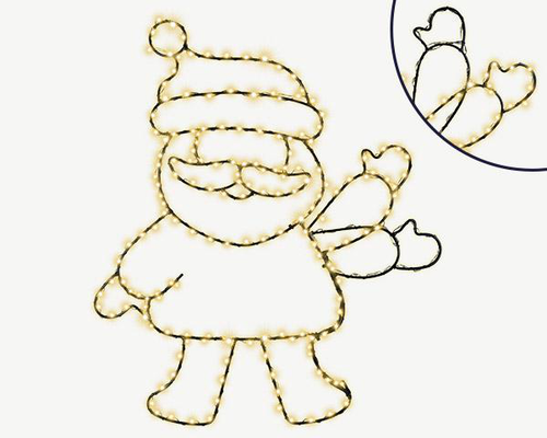 Visuel 1 du produit Père Noël lumineux à 220 micro-LED blanc chaud intérieur/extérieur sur câble noir - 36 x 42 cm