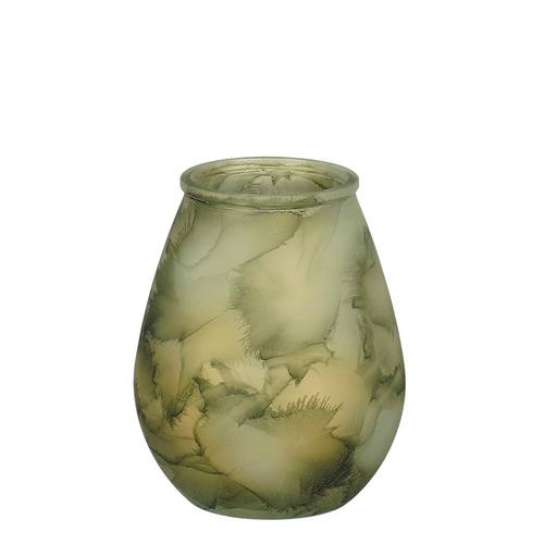 Visuel 1 du produit Vase en verre recyclé vert à effet marbré Canea - Ø 19 x H 23 cm