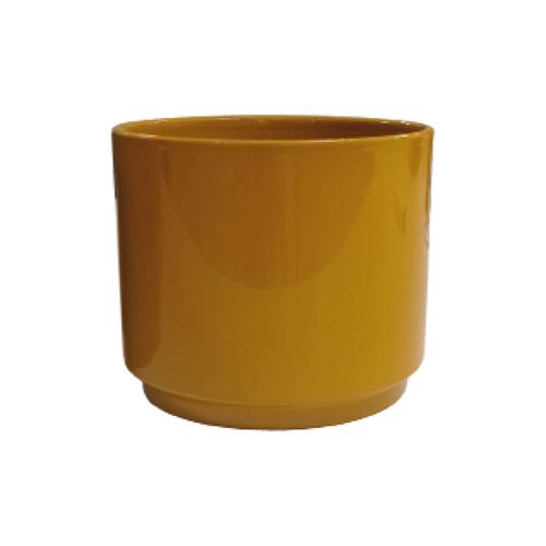 Visuel 1 du produit Cache-pot en céramique coloris jaune ocre Oslo Seventies - Ø 16 x H 13 cm