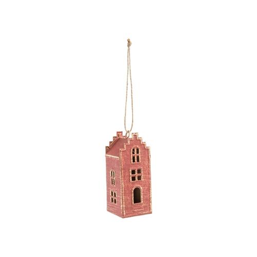 Visuel 1 du produit Suspension maison haute en métal rouge - 4,3 x 4,3 x 10 cm
