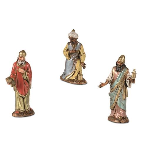 Visuel 1 du produit Set de 3 Rois Mages pour crèche de Noël coloris multicolore en PVC - 10 cm